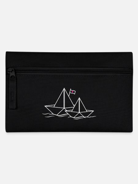 Papierschiffe Herz Liebe Paare Papierboot Schiff - Federtasche - Schwarz