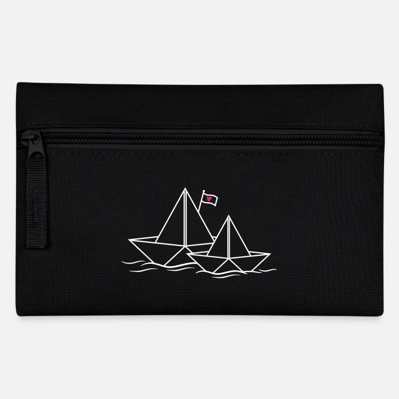 Papierschiffe Herz Liebe Paare Papierboot Schiff - Federtasche - Schwarz