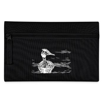 Vintage Haubentaucher schwimmend auf Fluss - Federtasche - Schwarz - Vorne