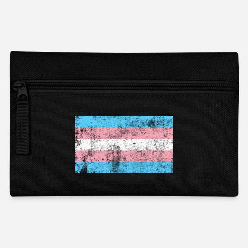 Transgender Flag Grunge Vintage Retro - Pencil Case - black