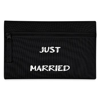 JUST MARRIED. bachelorette party. LOVE. SAINT VALENTINE. COUPLE. - Pencil Case - black - Front