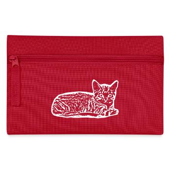 Katze weiß Silhouette Geschenk Katzenliebhaber - Federtasche - Rot - Vorne