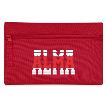 T-Shirt Alma T-Shirt Geschenkidee gestapelter Text - Federtasche - Rot - Vorne