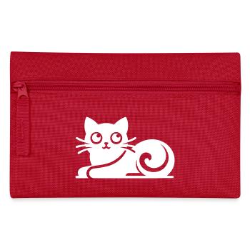 Abstract Cat Drawing - Pencil Case - red - Front
