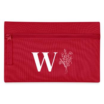 Minimalistisches Blumen-Lette - Federtasche - Rot - Vorne