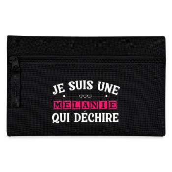 T-Shirt Ich bin eine Melanie, die rockt - Federtasche - Schwarz - Vorne