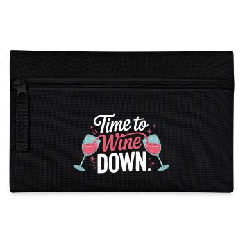 Time to Wine Down – Lustiges Wein-Design - Federtasche - Schwarz - Vorne