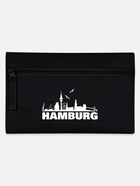 Hamburg Skyline Silhouette Design - Federtasche - Schwarz
