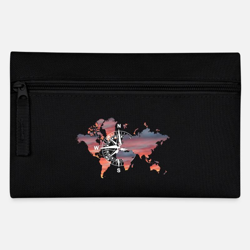 Welt Kompass - Federtasche - Schwarz