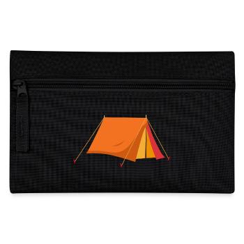 Vintage Zelt in Orange-Rot mit Camping-Flair - Federtasche - Schwarz - Vorne