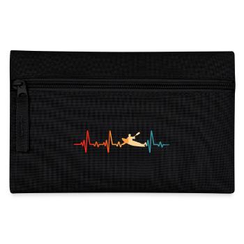 kayak canoe retro heartbeat kayaking paddle boat - Pencil Case - black - Front