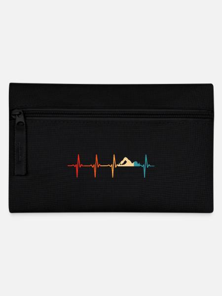 Schwimmer Retro Herzschlag Schwimmen - Federtasche - Schwarz