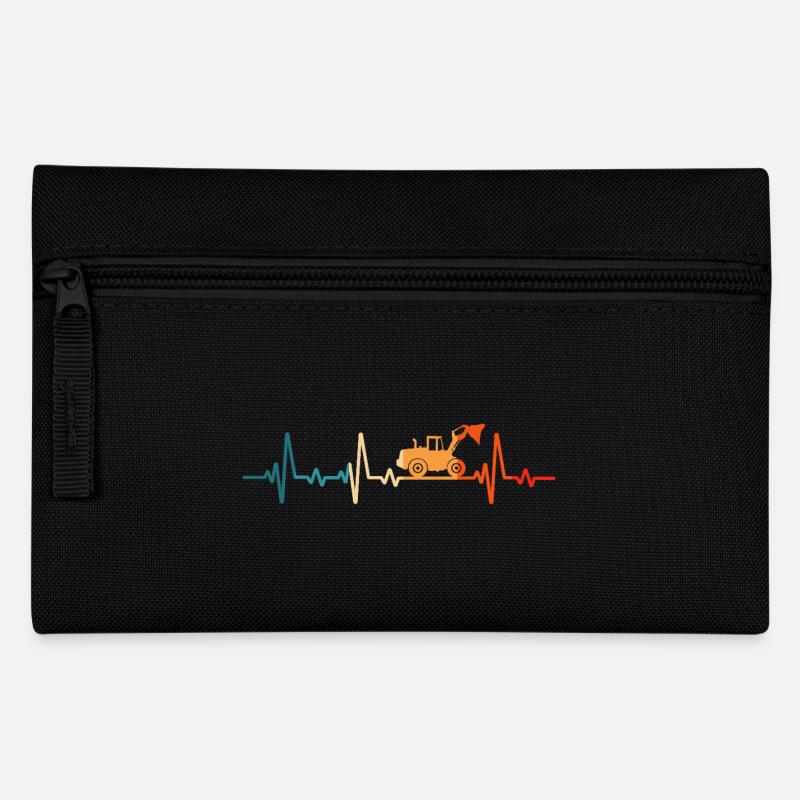 Radladerfahrer Herzschlag Retro Radlader - Federtasche - Schwarz