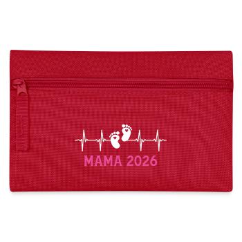 Mama 2026 Herzschlag Werdende Mutter 2026 - Federtasche - Rot - Vorne