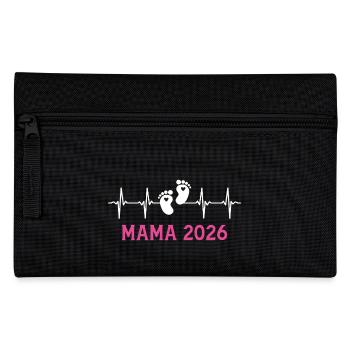 Mama 2026 Herzschlag Werdende Mutter 2026 - Federtasche - Schwarz - Vorne