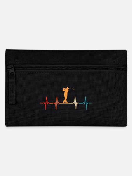 Retro Golf Golfen Herzchlag Golfer - Federtasche - Schwarz