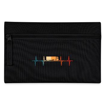 Retro truck driver heartbeat truck - Pencil Case - black - Front