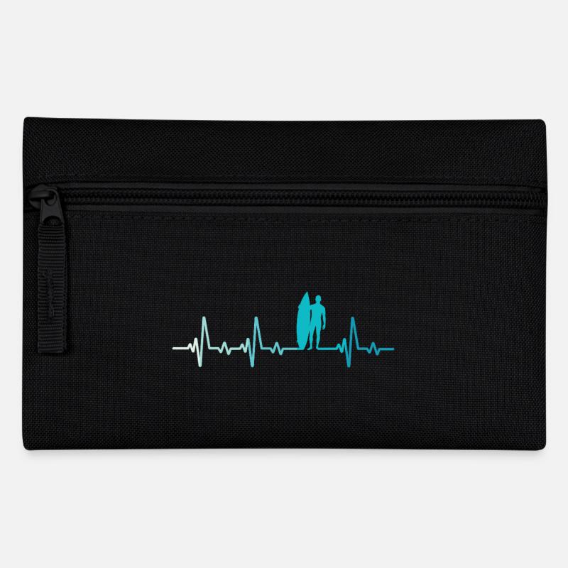 Retro Surf Herzschlag Surfen Surfer - Federtasche - Schwarz