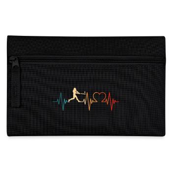 Baseball Herzschlag Herz EKG Baseballer - Federtasche - Schwarz - Vorne