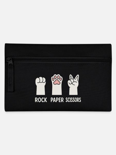 Rock Paper Scissors Cats Paws - Pencil Case - black