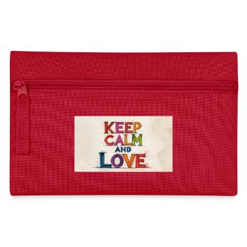 Retro Bunt Bleib ruhig und Liebe - Federtasche - Rot - Vorne