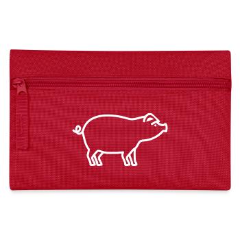 Cute Pig Silhouette Minimalist Farm - Pencil Case - red - Front