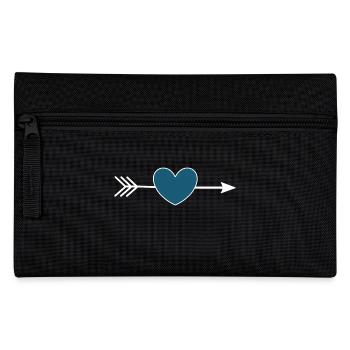 blaues Herz mit Pfeil Valentinstag - Federtasche - Schwarz - Vorne