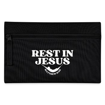 Rest in Jesus – Matthew 11:28 - Pencil Case - black - Front