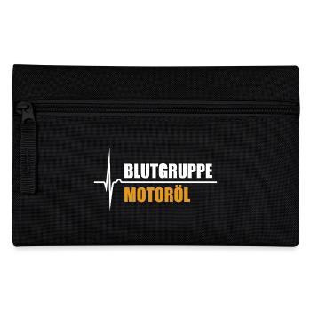 Blutgruppe Motoröl - da steigt dein Puls - Federtasche - Schwarz - Vorne