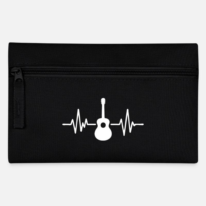 Guitar Pulse Silhouette - Pencil Case - black