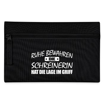 Ruhe bewahren - Schreinerin - Federtasche - Schwarz - Vorne