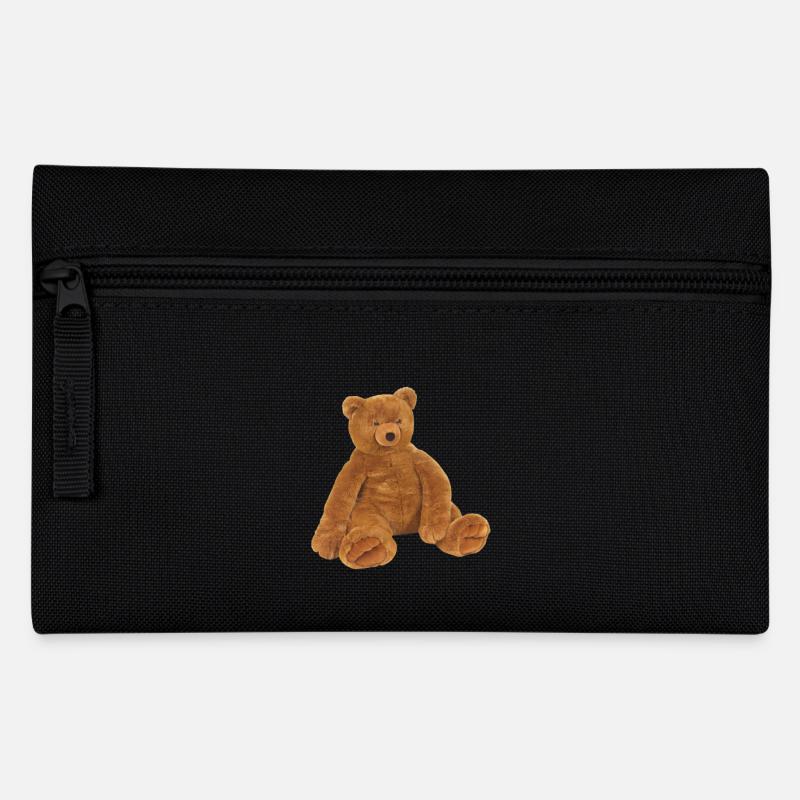 Teddy bear on the TShirt as a gift Gift idea - Pencil Case - black