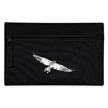 Greifvogel auf breiten Schwingen - Federtasche - Schwarz - Vorne