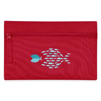 Blue School Silhouette - kleine Fische fressen große Fische - Federtasche - Rot - Vorne