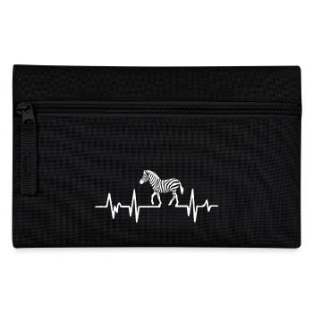 Zebra Heartbeat Pulse Heart - Pencil Case - black - Front