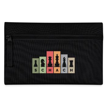 retro Schachfiguren Schachspieler vintage Farben - Federtasche - Schwarz - Vorne