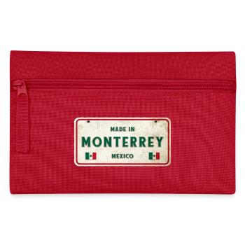 Monterrey Mexiko Vintage Schild Design - Federtasche - Rot - Vorne