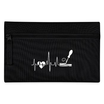 Wood carving Heartbeat - Pencil Case - black - Front