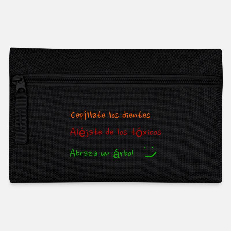 Brush your teeth, stay away from toxic substances, tree - Pencil Case - black