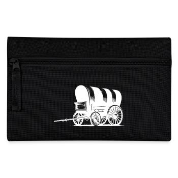 Planwagen mit gestreifter Plane - Federtasche - Schwarz - Vorne