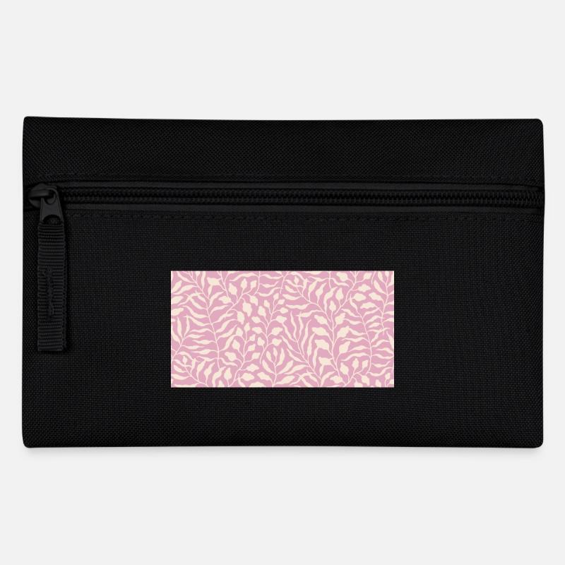 Elegant Leaves Pattern in Pale Pink - Pencil Case - black