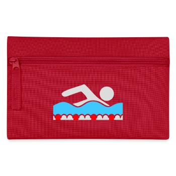 Schwimmer Piktogramm Freistil Welle Pool Sport - Federtasche - Rot - Vorne