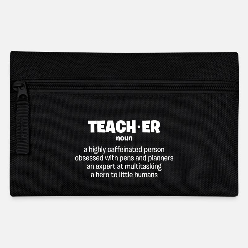 Enseignant, enseignant, nom, expert, héros - Trousse - noir