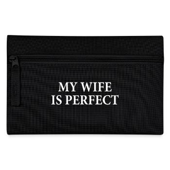 Meine Frau ist perfekt - passendes Geschenk für Ehemann - Federtasche - Schwarz - Vorne
