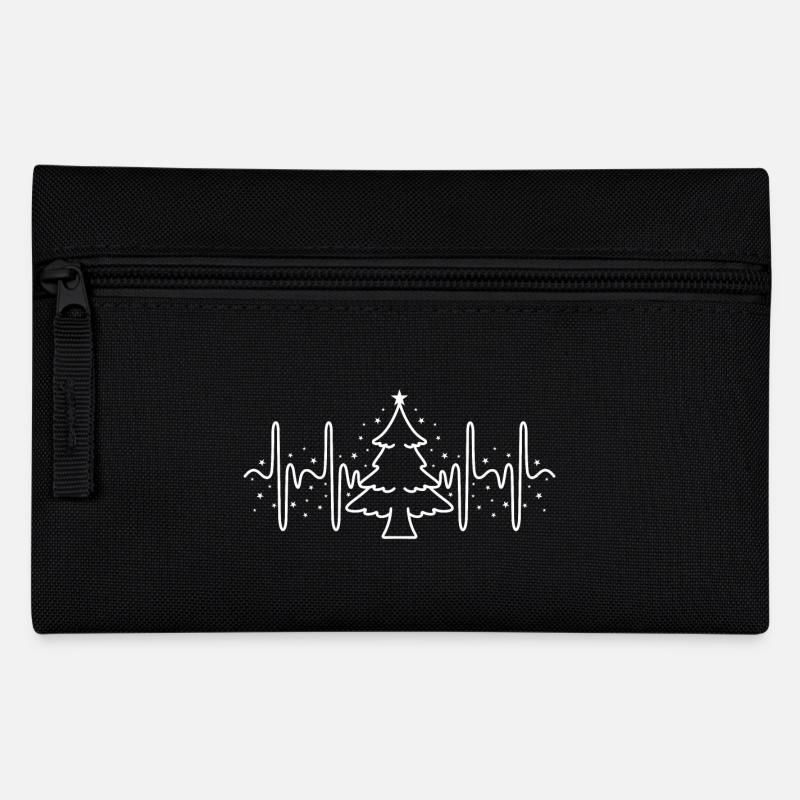 Herzschlag Ekg Weihnachten Sterne Weihnachtsbaum - Federtasche - Schwarz