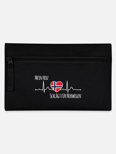 Mein Herz schlägt für Norwegen Skandinavien - Federtasche - Schwarz