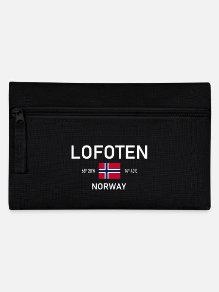 Lofoten - Norwegen - Koordinaten - Flagge - Federtasche - Schwarz