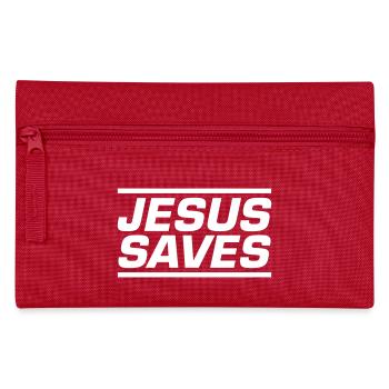 Jesus Saves Bible Verse - Pencil Case - red - Front
