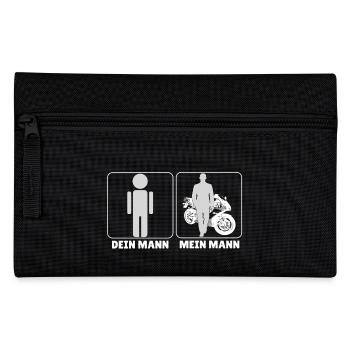Motorrad - Mein Mann - T-Shirt - Federtasche - Schwarz - Vorne