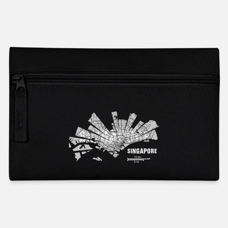 Singapore Karte - Federtasche - Schwarz